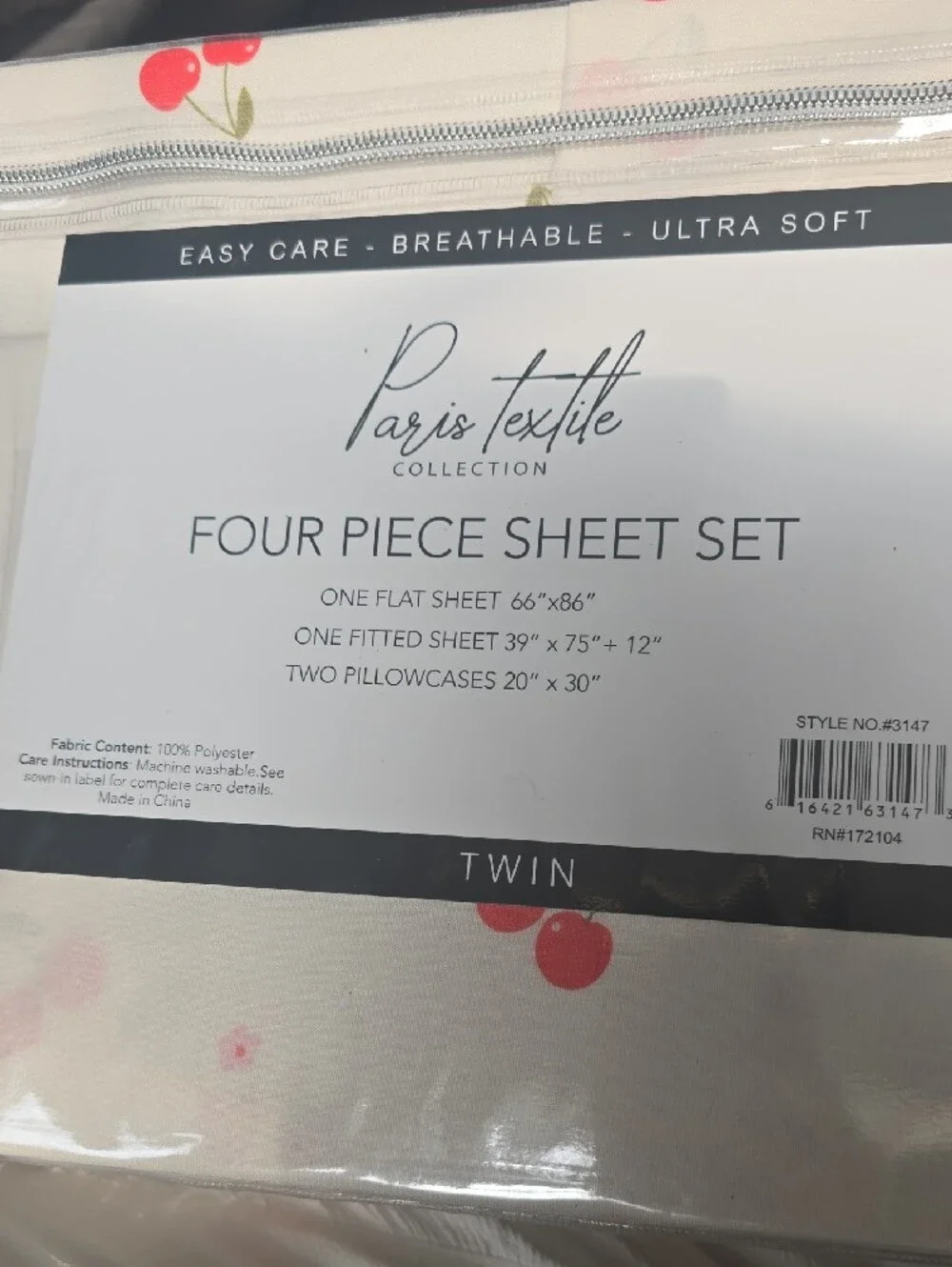 Cherdy Twin Sheet Set 1800 - Cream
